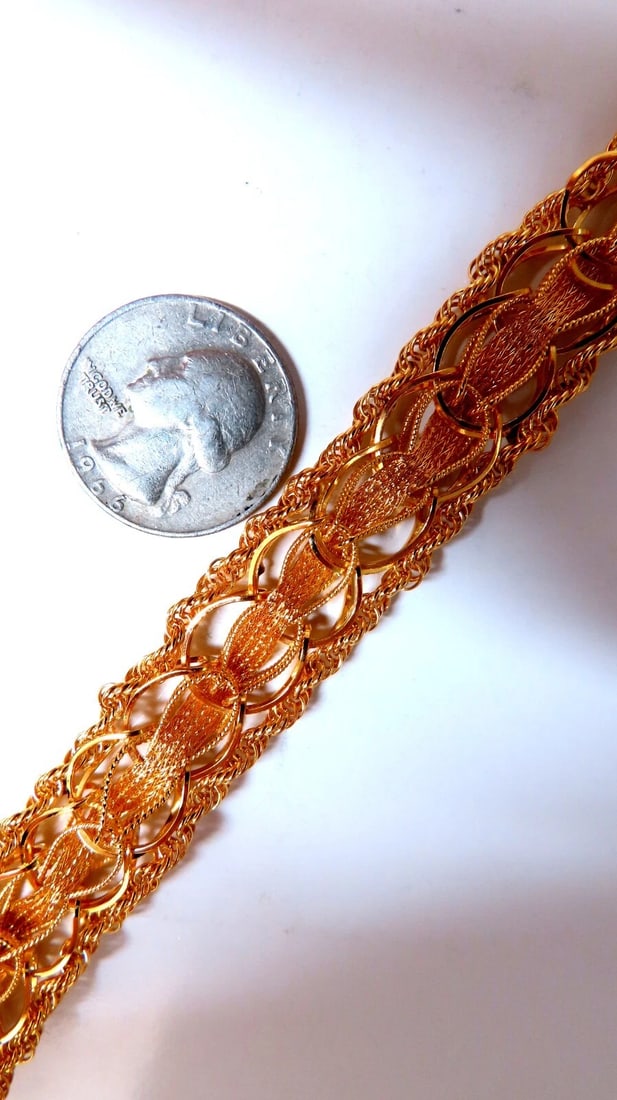 14kt Gold Rope & Tassel Vintage Hand Intricate Bracelet - 5