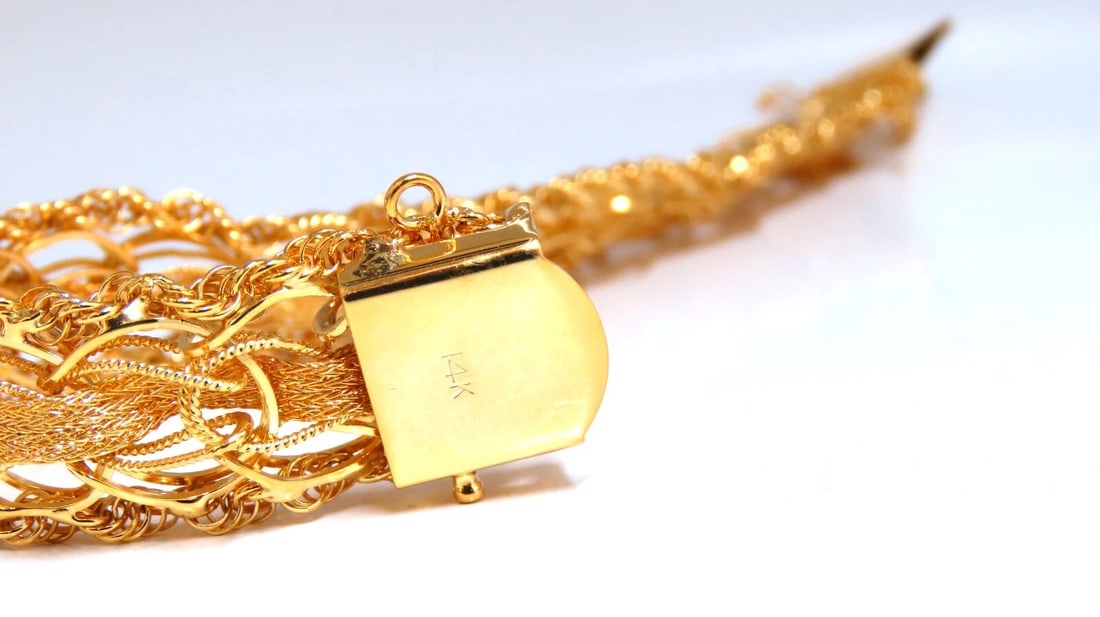 14kt Gold Rope & Tassel Vintage Hand Intricate Bracelet - 6