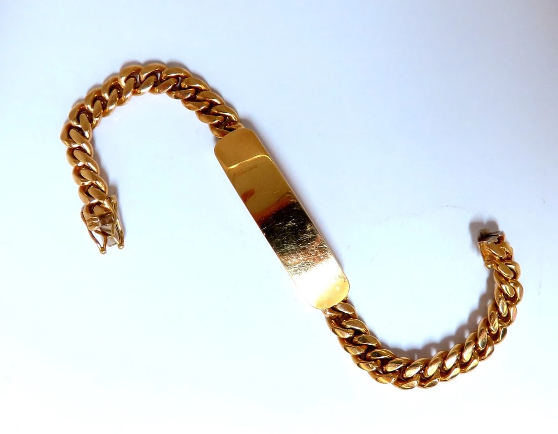 Curb Link ID Tag Bracelet 18kt gold 8 inch 50.5 Grams - 2