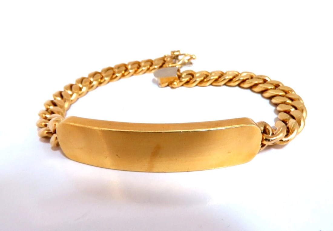 Curb Link ID Tag Bracelet 18kt gold 8 inch 50.5 Grams - 3