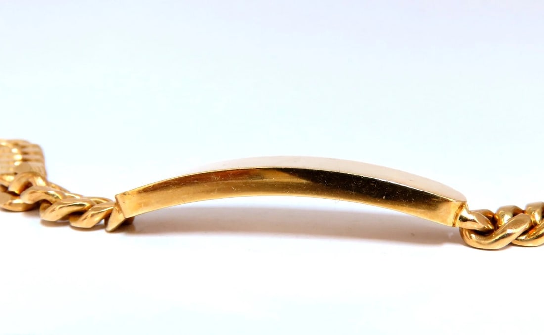 Curb Link ID Tag Bracelet 18kt gold 8 inch 50.5 Grams - 5
