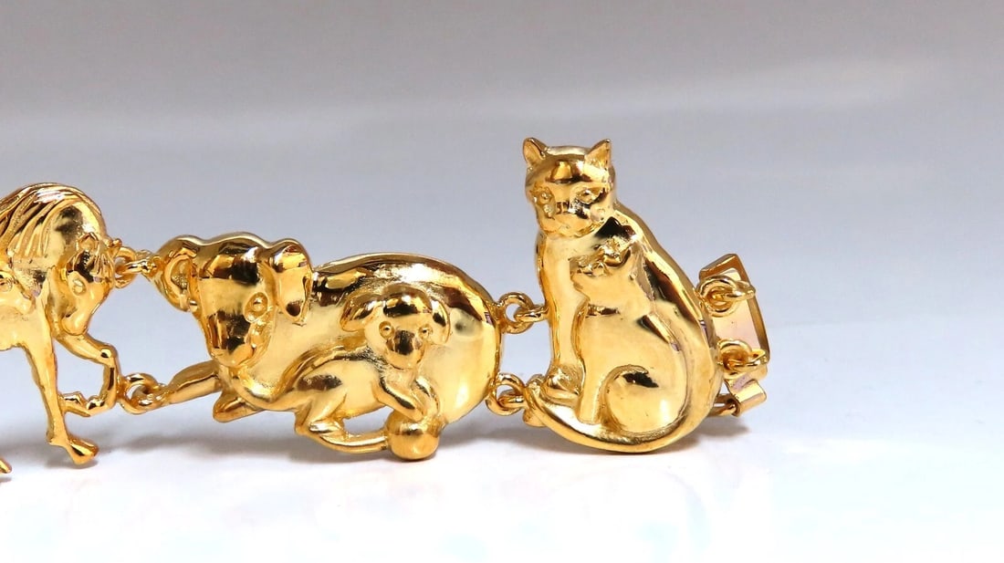 14kt Gold Animal Trail Noah Ark Bracelet Bear Sheep Kangaroo Pig Swan Lion - 6