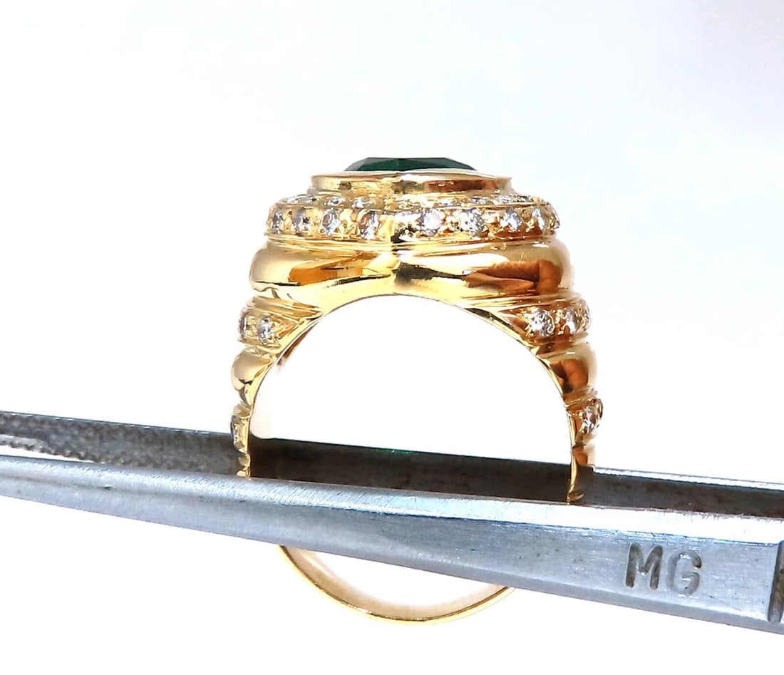 GIA Certified 1.21ct natural green emerald diamonds ring 18kt Heart Love - 3