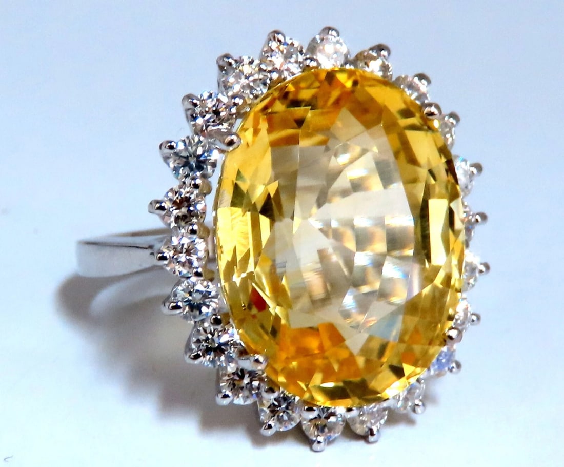 20.17ct GIA Certified Natural No Heat Yellow Sapphire diamonds ring 18kt *V - 2