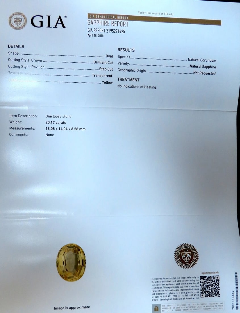 20.17ct GIA Certified Natural No Heat Yellow Sapphire diamonds ring 18kt *V - 4