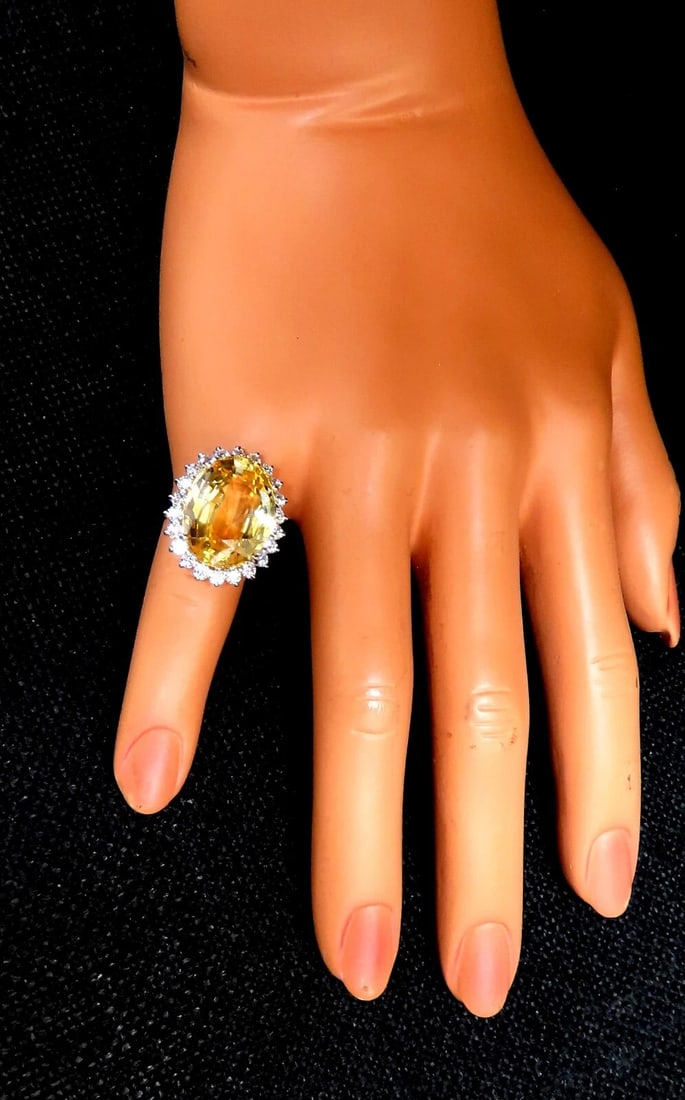 20.17ct GIA Certified Natural No Heat Yellow Sapphire diamonds ring 18kt *V - 5