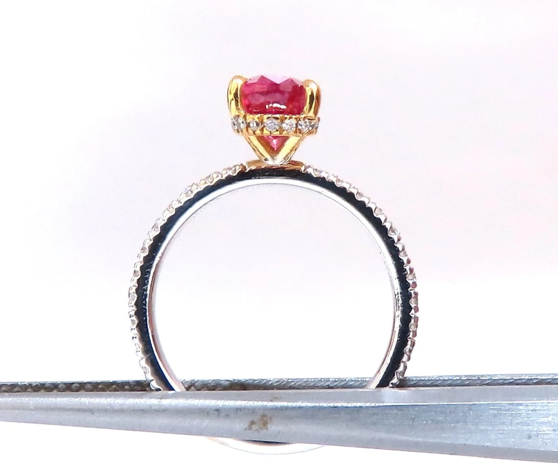 AIGS certified 1.45ct No Heat Ruby Ring 14kt raised mod deck - 6