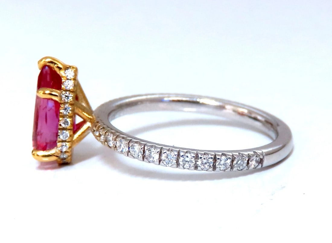 AIGS certified 1.45ct No Heat Ruby Ring 14kt raised mod deck - 7
