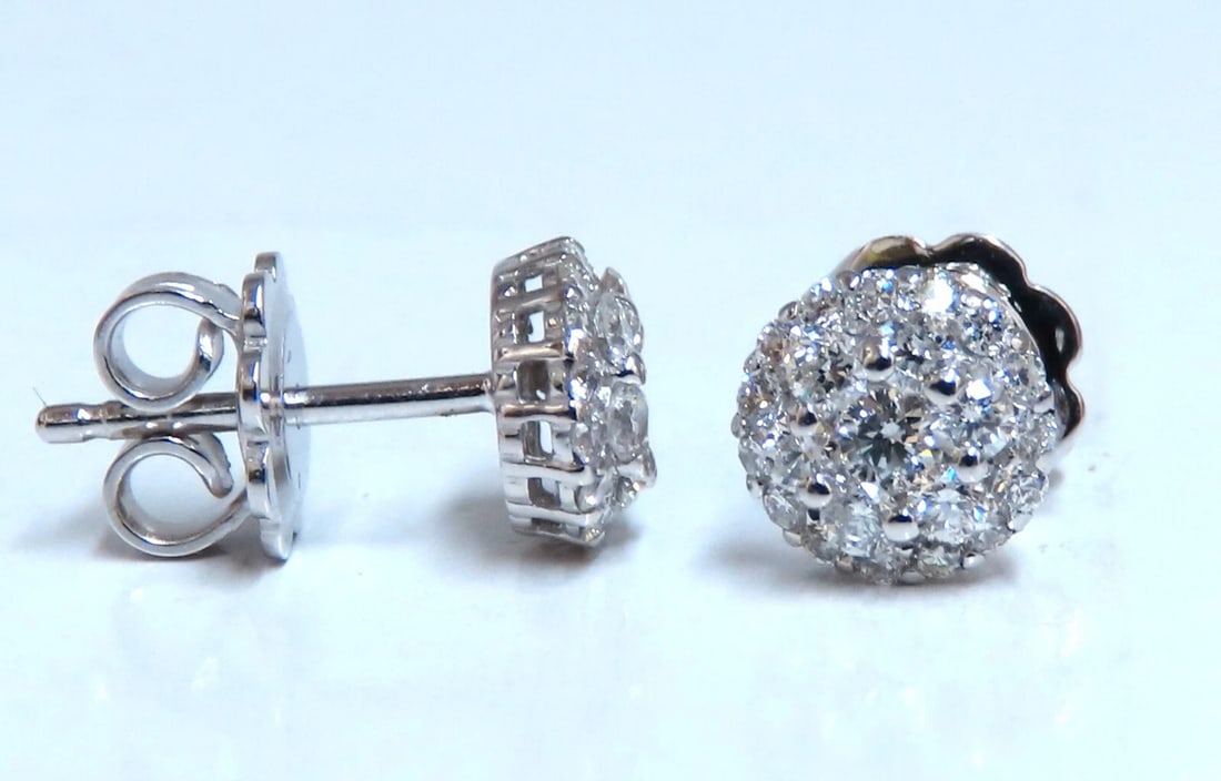 .70ct. natural round diamond cluster earrings 14 karat gold - 2
