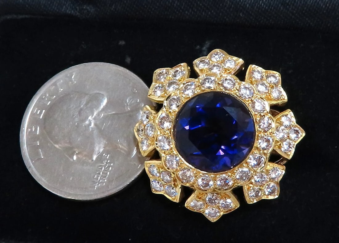 23.50ct Natural Round Bright Purple Diamond Clip Earrings 18kt - 5