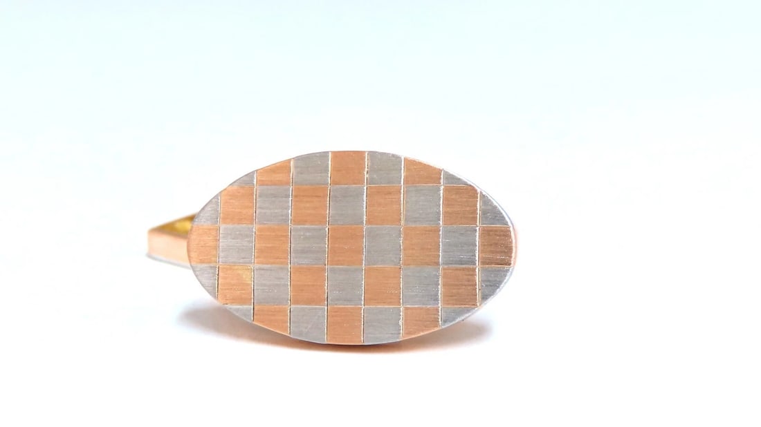 14kt checkers chess checkerboard gold cufflinks - 3