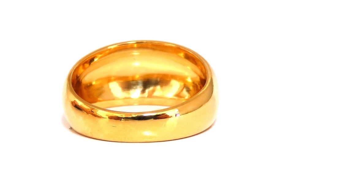 9mm Wide Classic 14kt Gold Band Semi Domed High Shine - 3