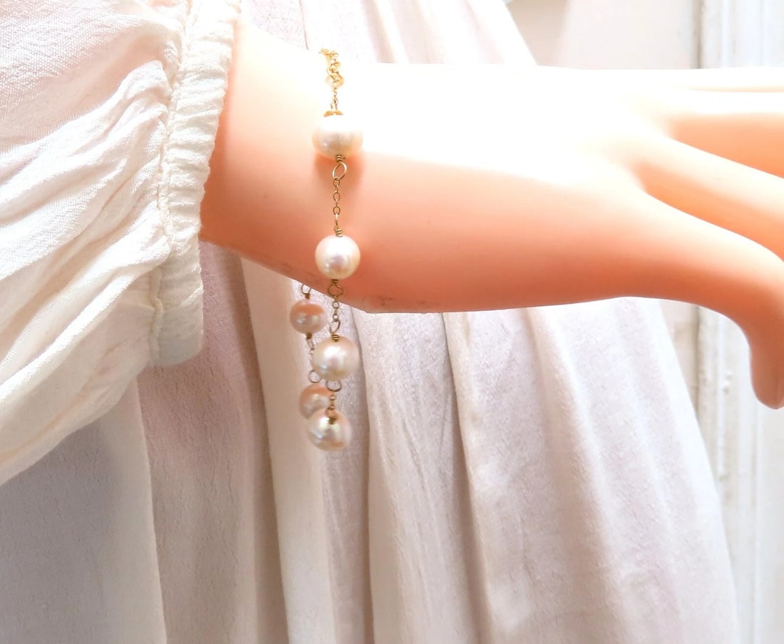 8 mm freshwater Pearl silver bracelet - 2