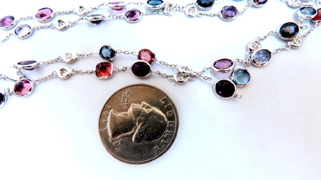 23 carat multi-colored natural spinel diamonds yard necklace 24 inch 14kt gold - 2