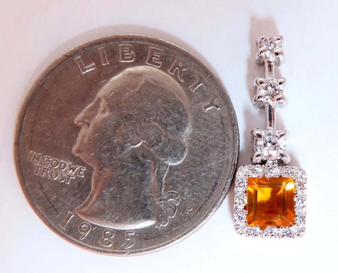 1.30 carat natural citrine diamond pendant bright orange 14 karat - 2