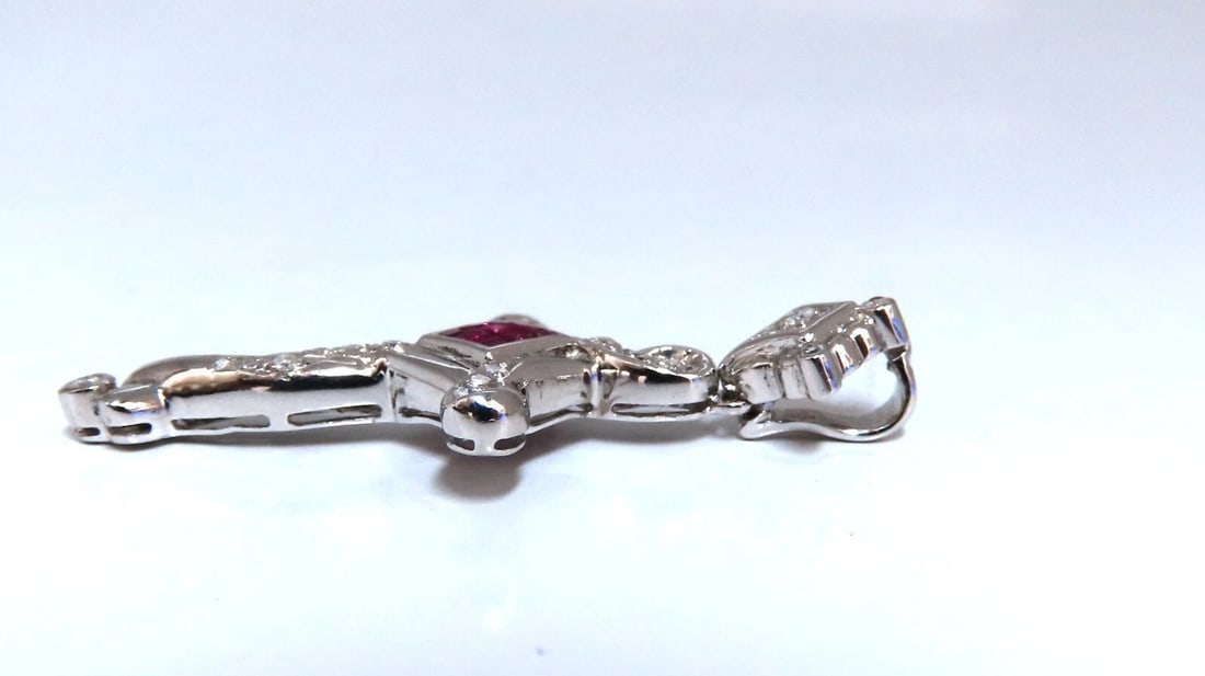 .35ct Natural Ruby Diamonds Modern Cross Pendant 18kt - 3