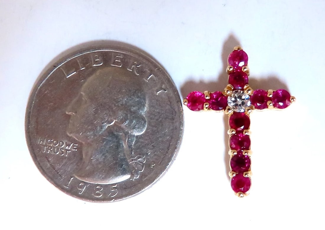 1.60ct Natural Ruby Cross Pendant 14kt - 2