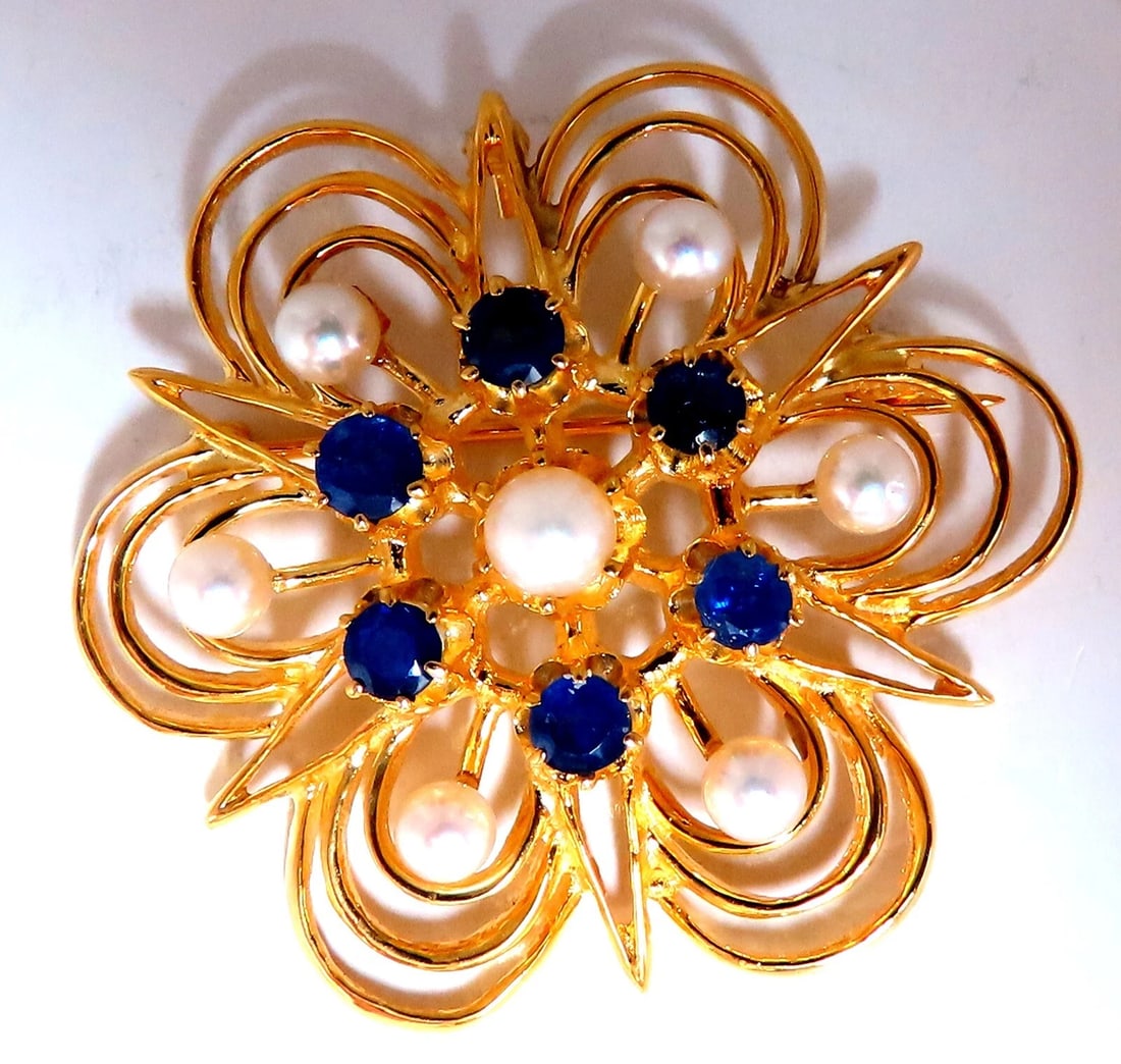 Cosmopolitan 14kt Gold Sapphire Pearl Pin 14kt - 4