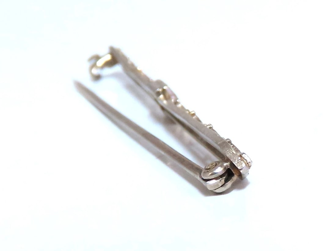 .05ct Natural Diamond Gold Pin Edwardian Deco Vintage - 2