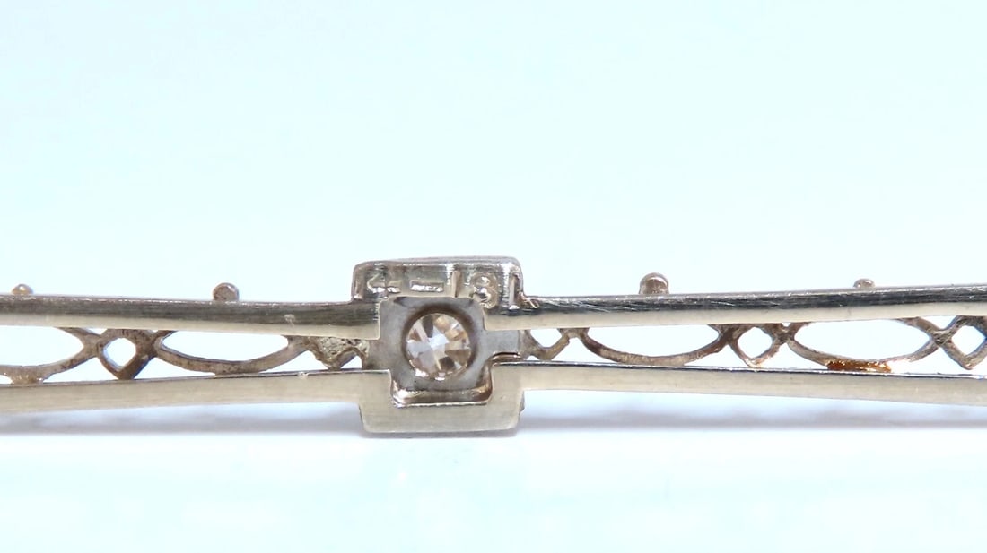 .05ct Natural Diamond Gold Pin Edwardian Deco Vintage - 3