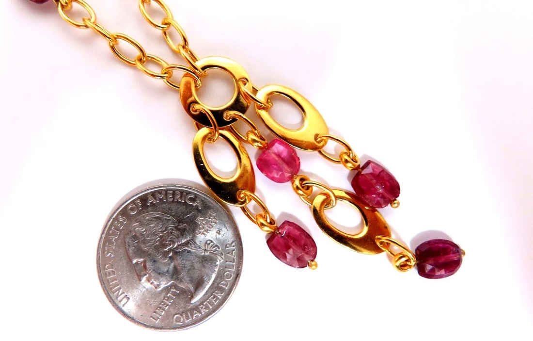 10ct Natural Tourmaline Dangle Necklace 14kt - 5