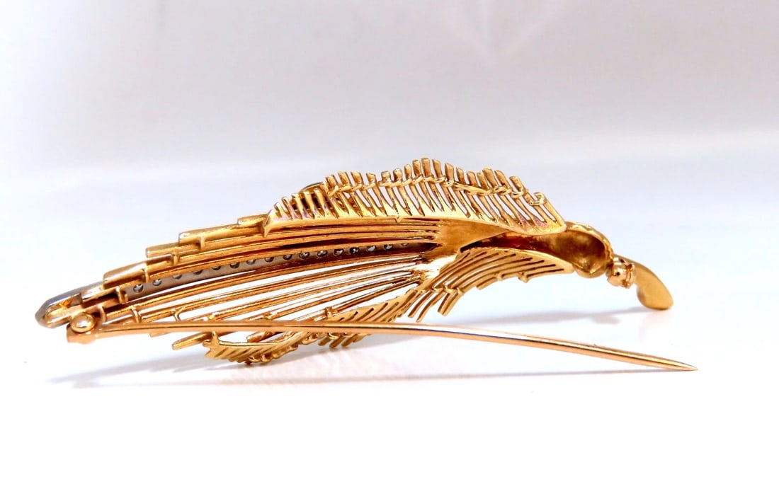 Ladybug on Feather VIntage Gold Pin 14kt Large - 2