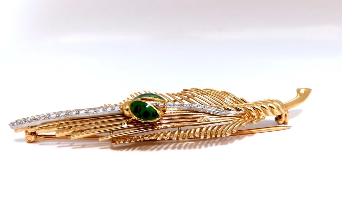 Ladybug on Feather VIntage Gold Pin 14kt Large - 3