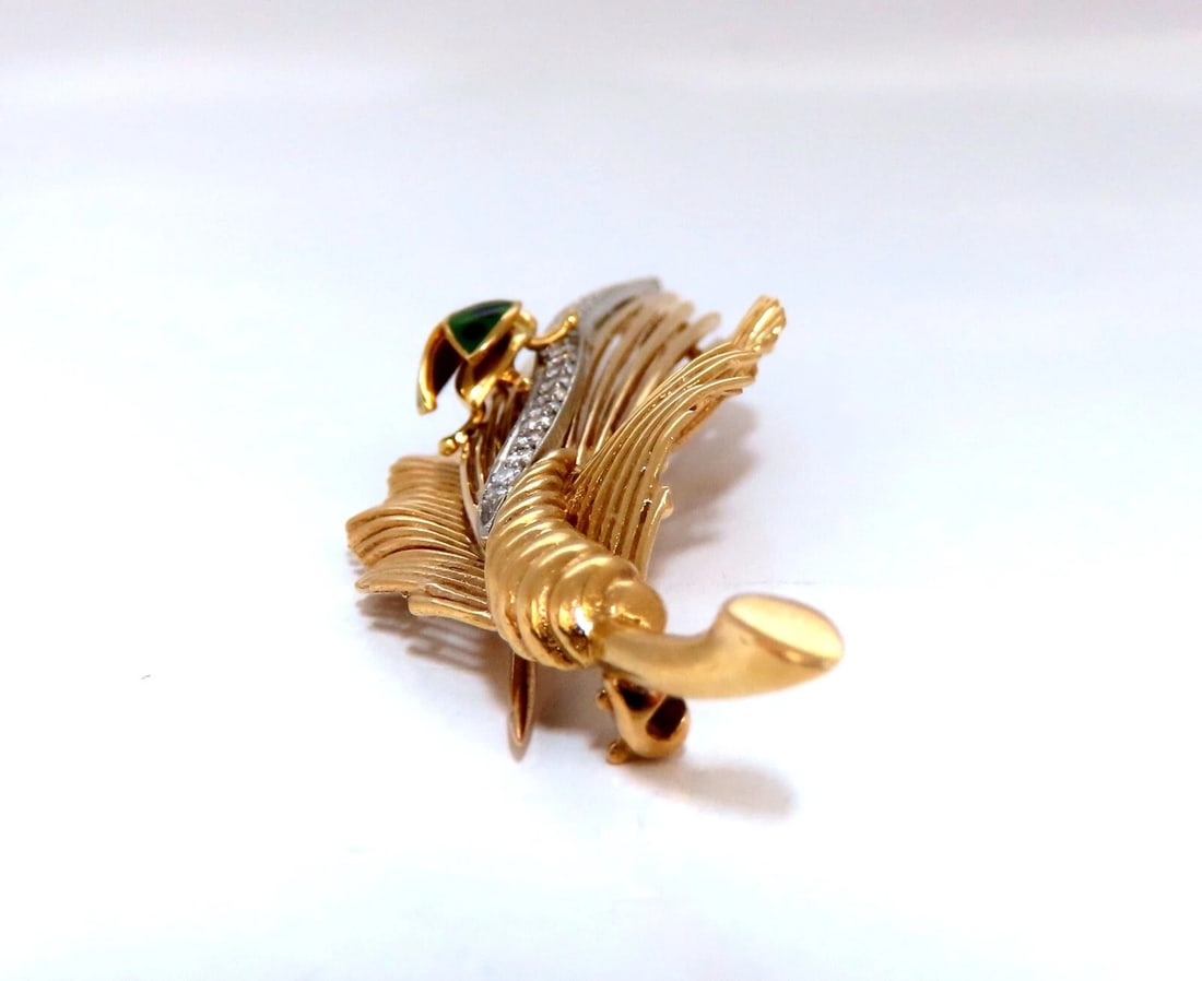 Ladybug on Feather VIntage Gold Pin 14kt Large - 4