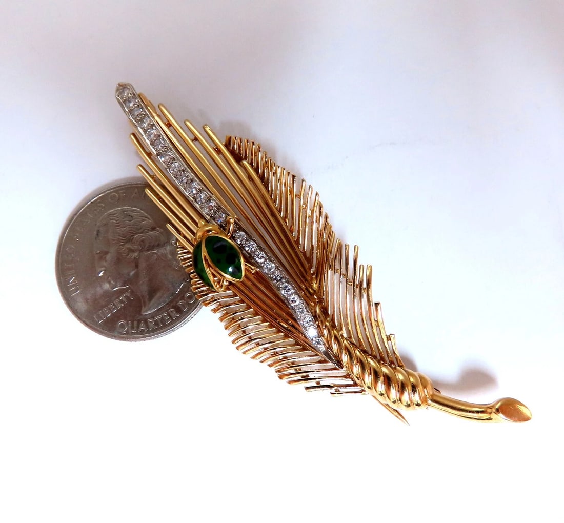 Ladybug on Feather VIntage Gold Pin 14kt Large - 5