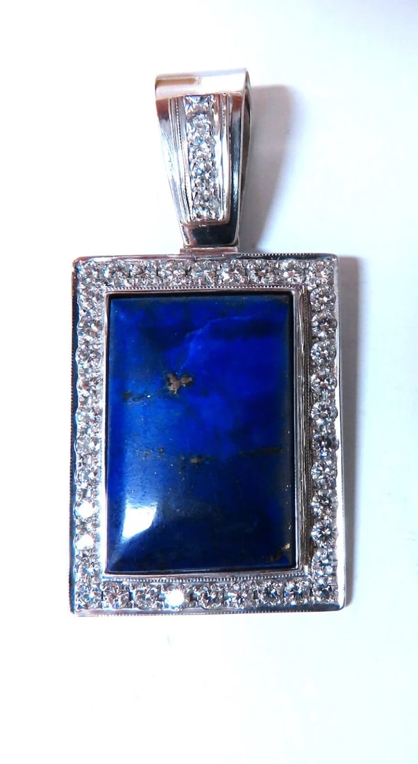 Natural Lapis Lazuli Diamonds Pendant 14kt - 2