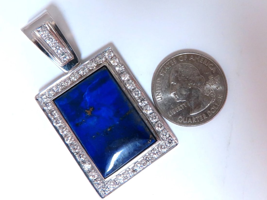 Natural Lapis Lazuli Diamonds Pendant 14kt - 4