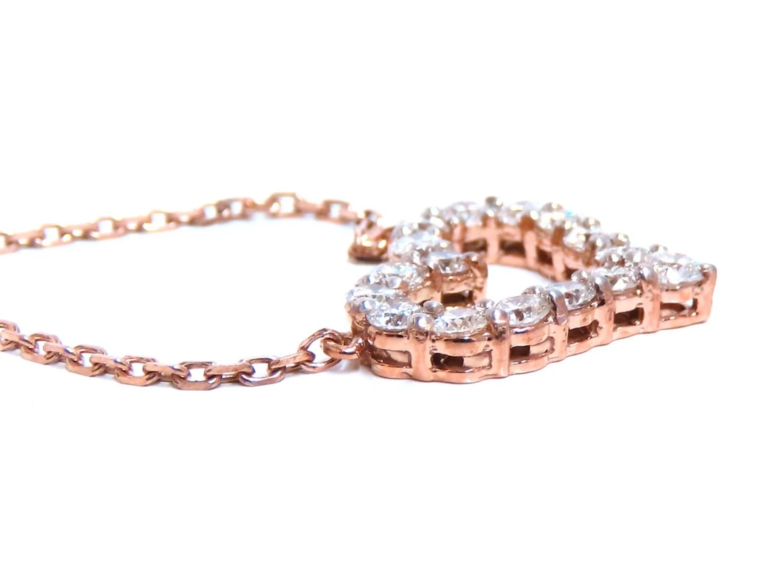 .74ct natural diamonds open heart necklace 14kt g/vs - 4