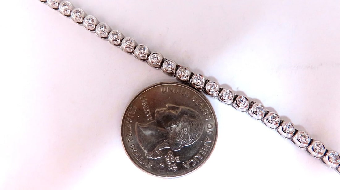 4.74ct Natural Round Diamonds Bezel Flush Riviera Tennis Necklace Eternity 14Kt* - 3
