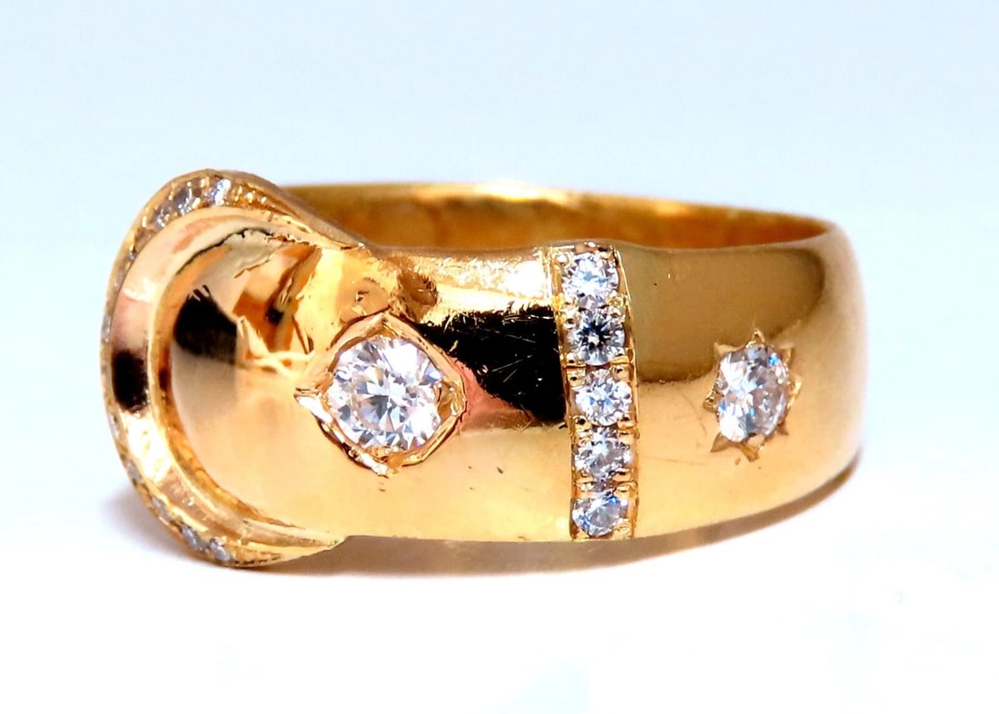 .40ct Natural Round Diamond Crescent Ring 18kt Gold England - 2