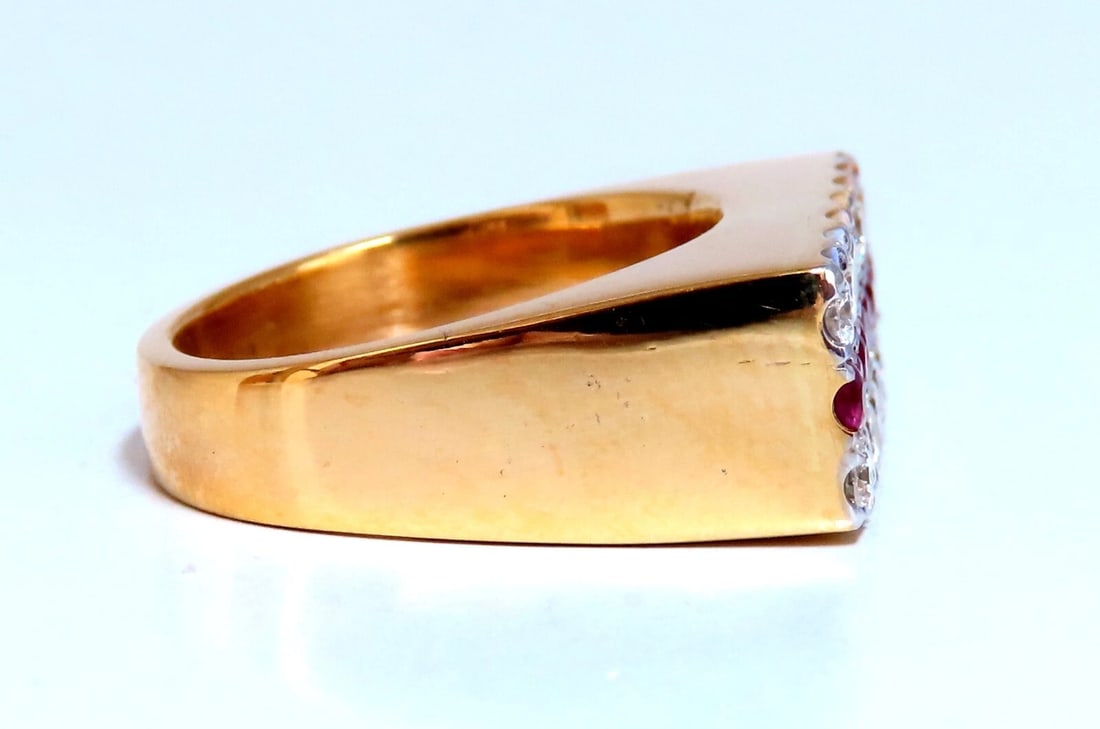1.58ct natural rubies and diamonds ring Flat band 14kt - 2