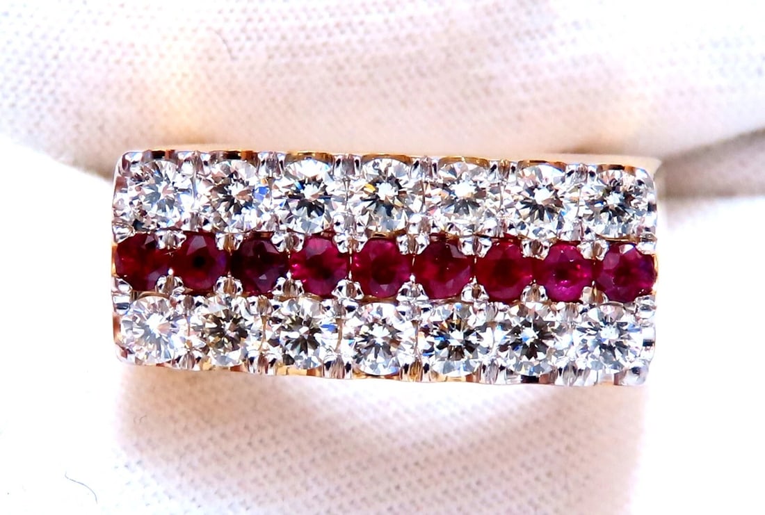 1.58ct natural rubies and diamonds ring Flat band 14kt - 6