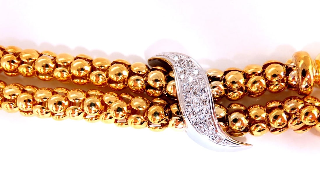 1.07ct Natural Round Diamond Bolo Link Necklace 14kt - 5