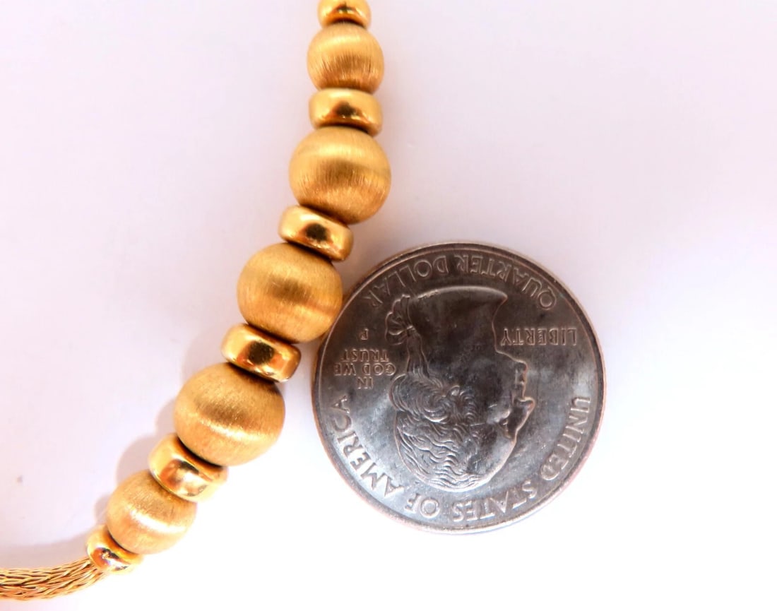 Brushed Rolling Ball Bead Necklace 14kt 15Grams 16.5 inch - 4