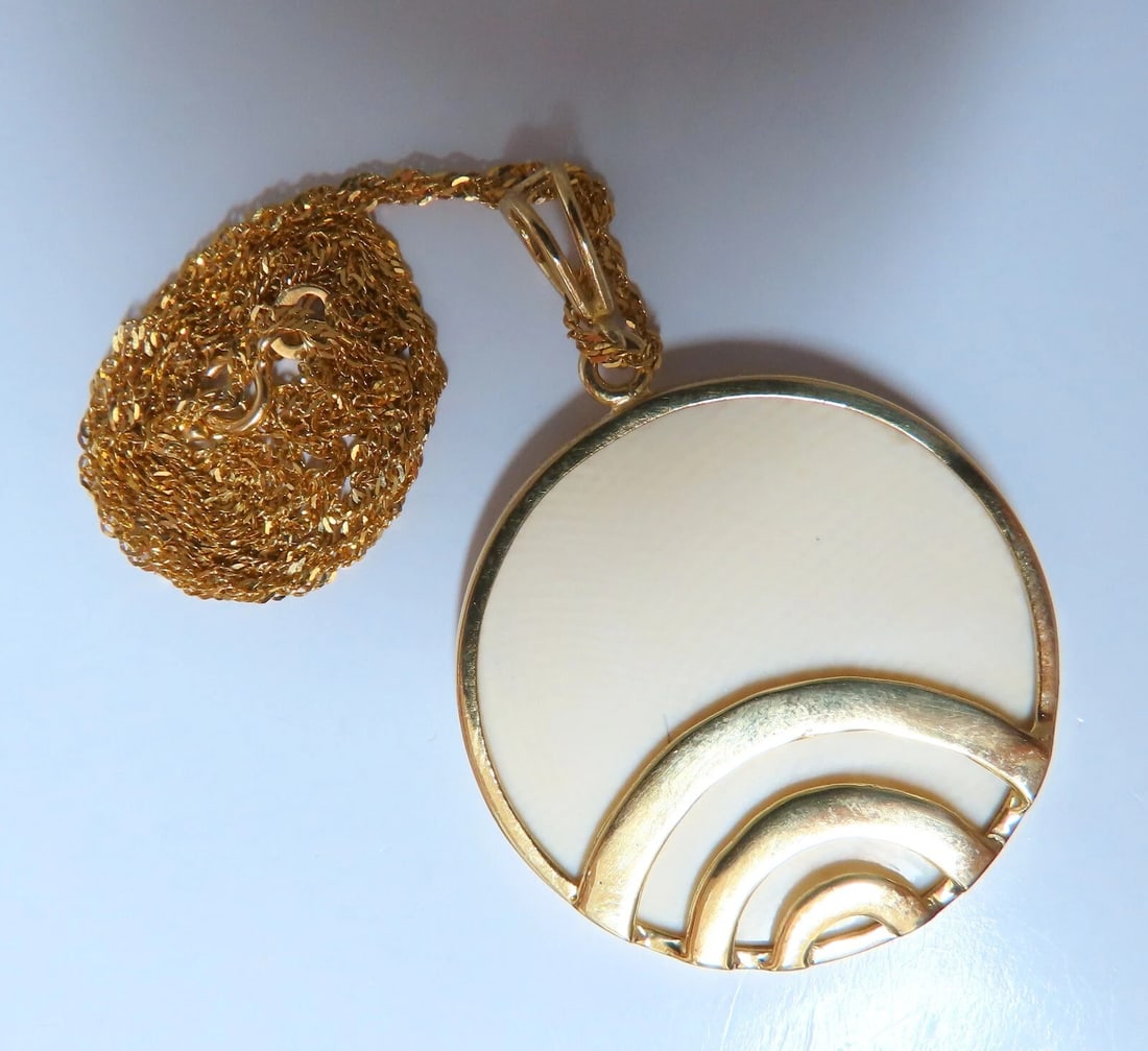 Rainbow Ray Beige Quartz Necklace 18kt 33mm - 2