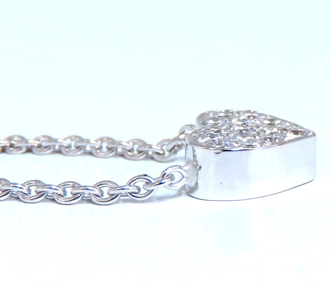 .52ct Bead Set Heart Natural diamonds necklace 14 karat - 4