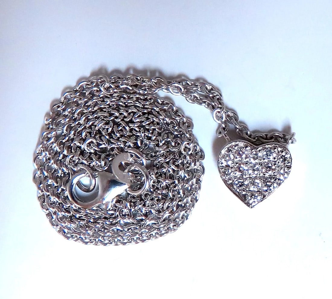 .52ct Bead Set Heart Natural diamonds necklace 14 karat - 5