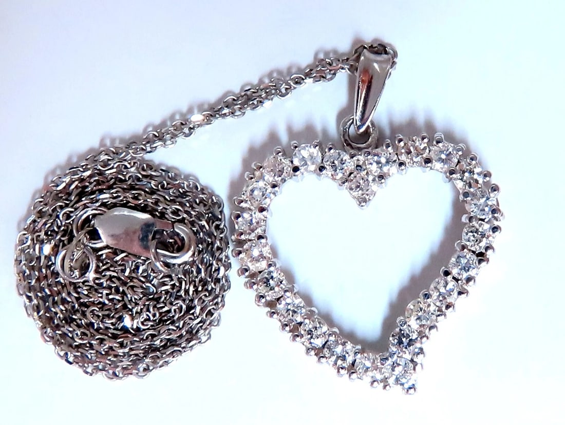 1.05ct Open Heart Natural diamonds necklace 14 karat - 3