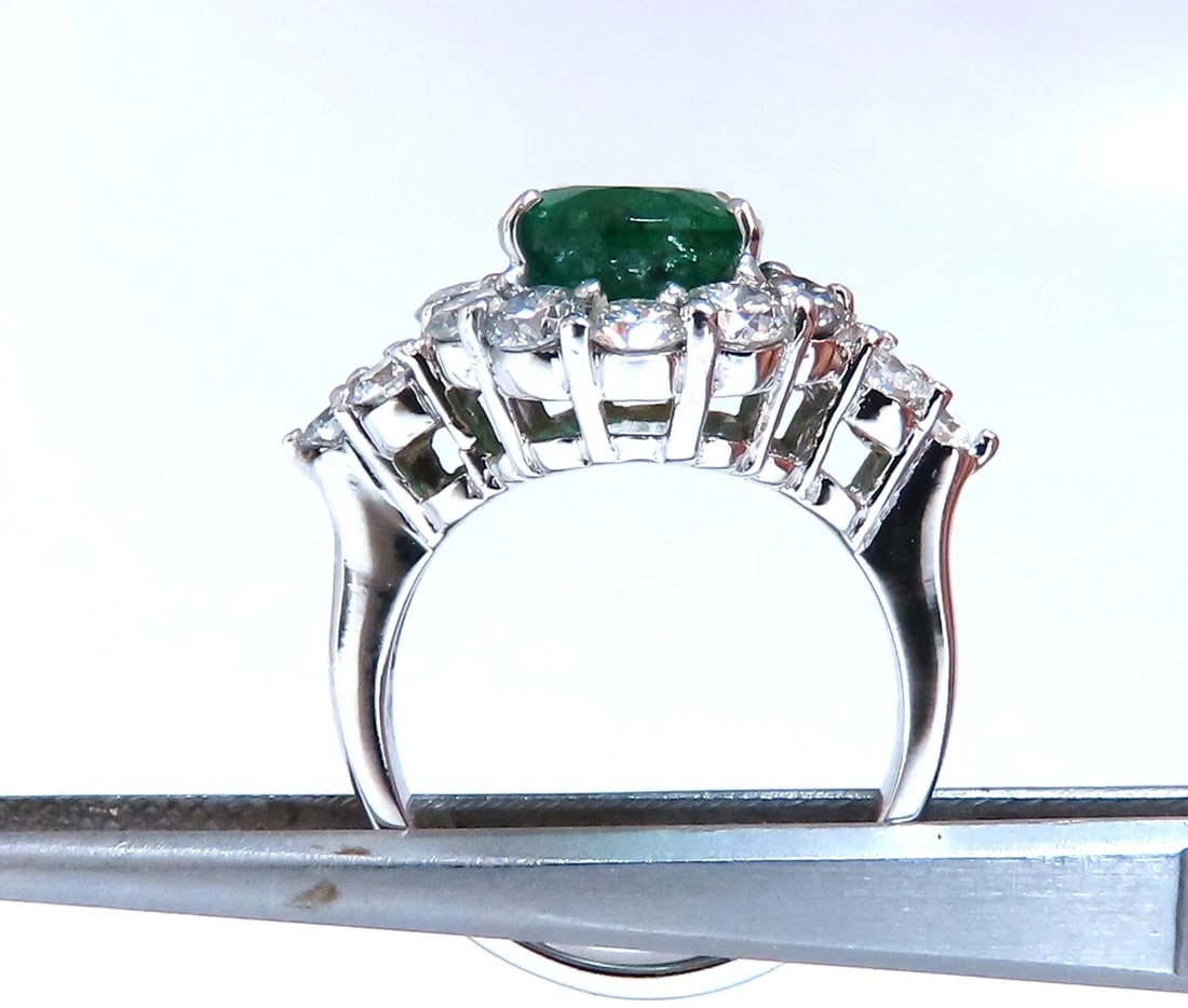 4.12ct natural green emerald diamonds ring 14kt Halo Prime - 4