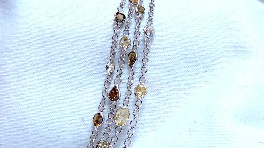 28.18ct Natural Multicolored Fancy Colored Diamonds Yard Necklace 18kt - 3