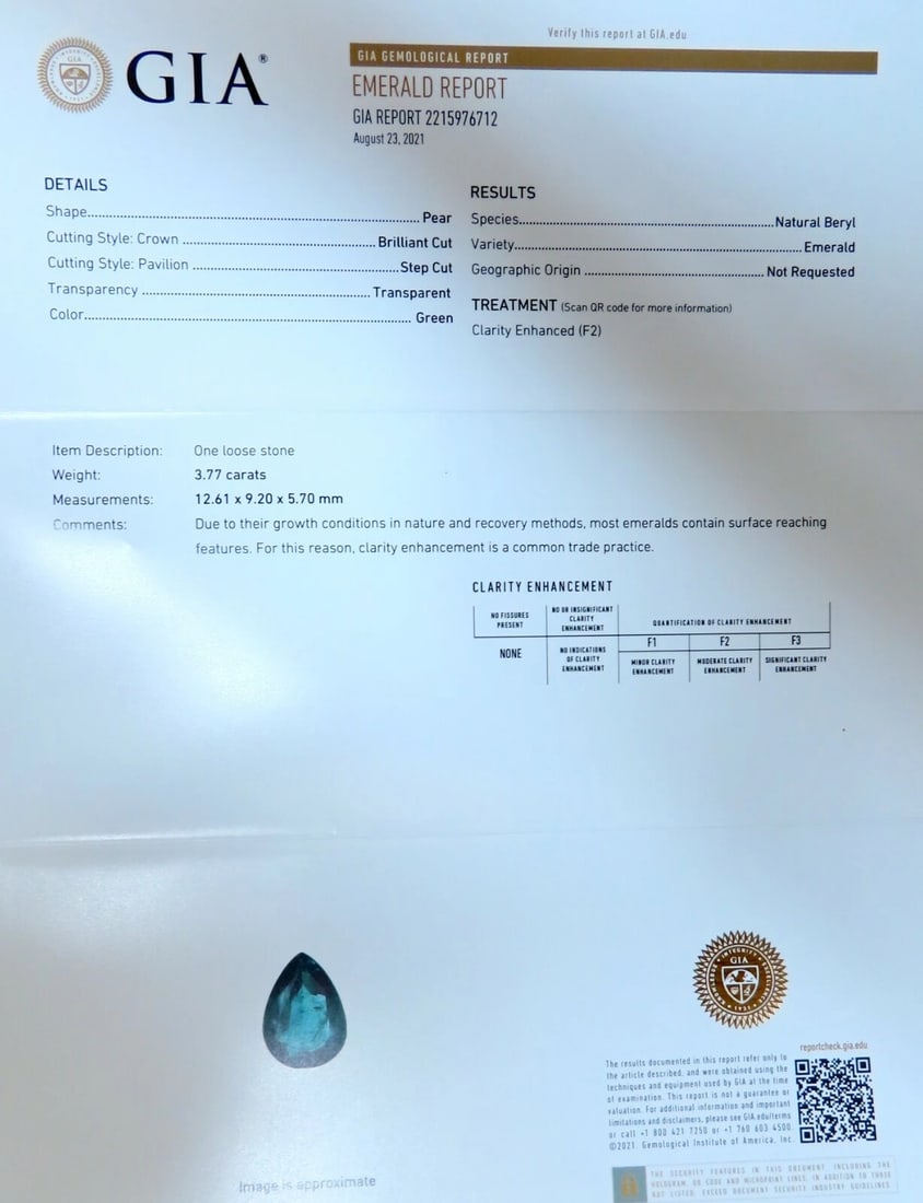 GIA Certified 3.77ct Natural Emerald Diamond Necklace 14kt - 6