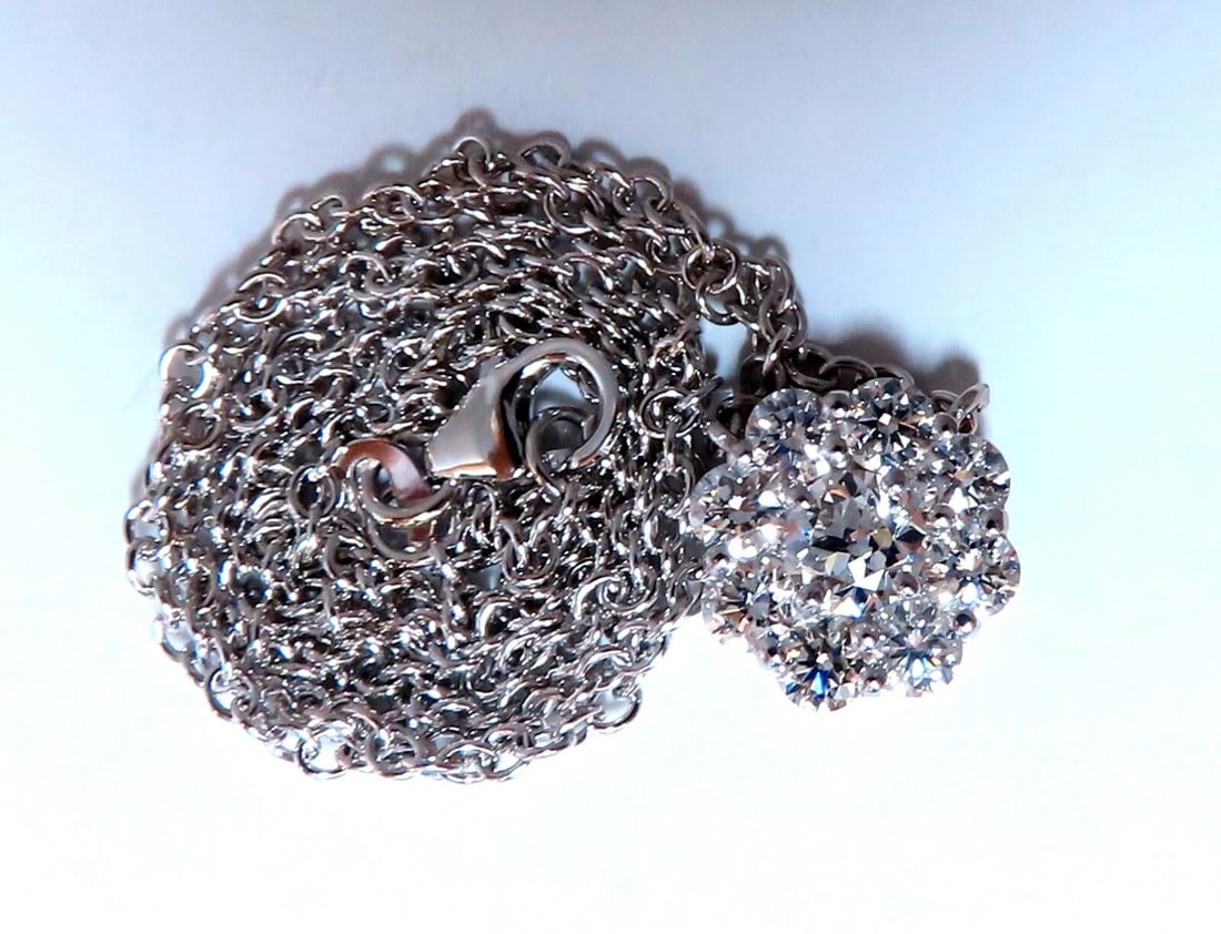 GIA Certified .48ct & 1.14ct Diamonds Cluster Necklace 14kt Snowflake - 5