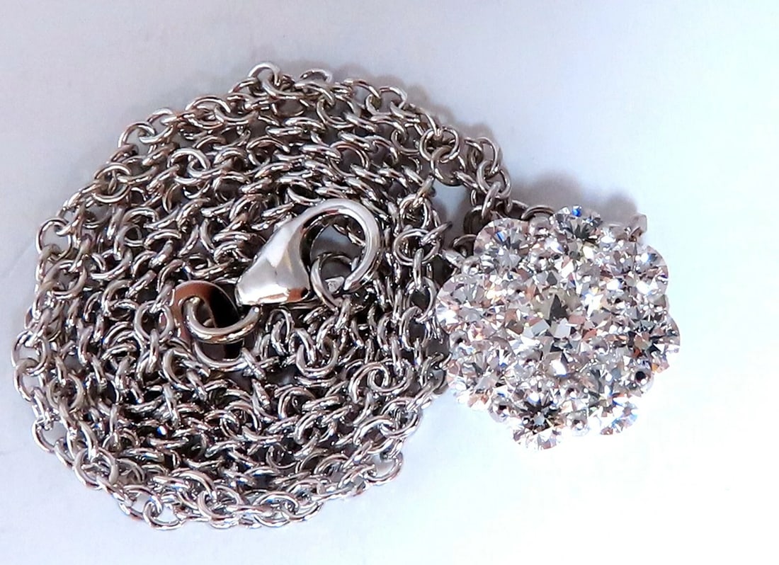 GIA Certified .48ct & 1.14ct Diamonds Cluster Necklace 14kt Snowflake - 7