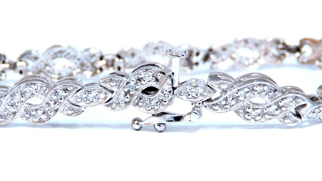 .60ct. natural round diamonds tennis bracelet classic 14 karat white gold - 2