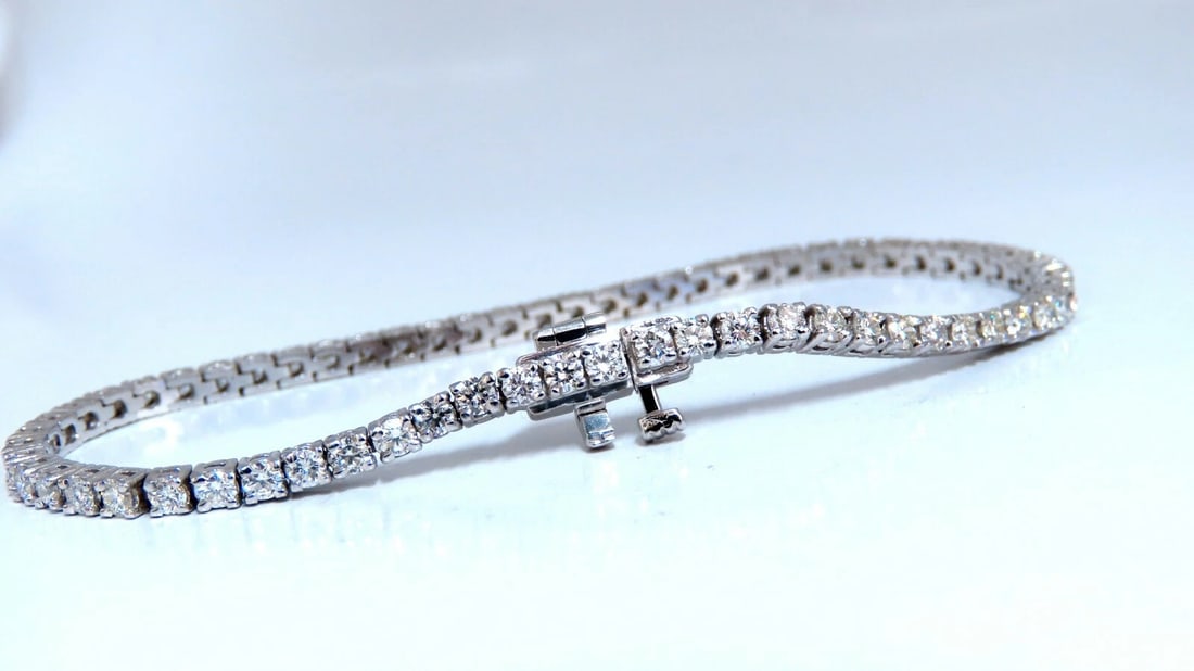 3.30ct. natural round diamonds tennis bracelet classic 14 karat white gold - 3