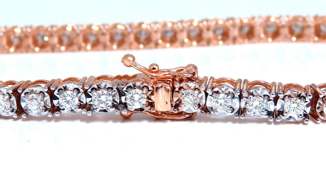 2.02ct. natural round diamonds tennis bracelet classic 14 karat rose gold - 5